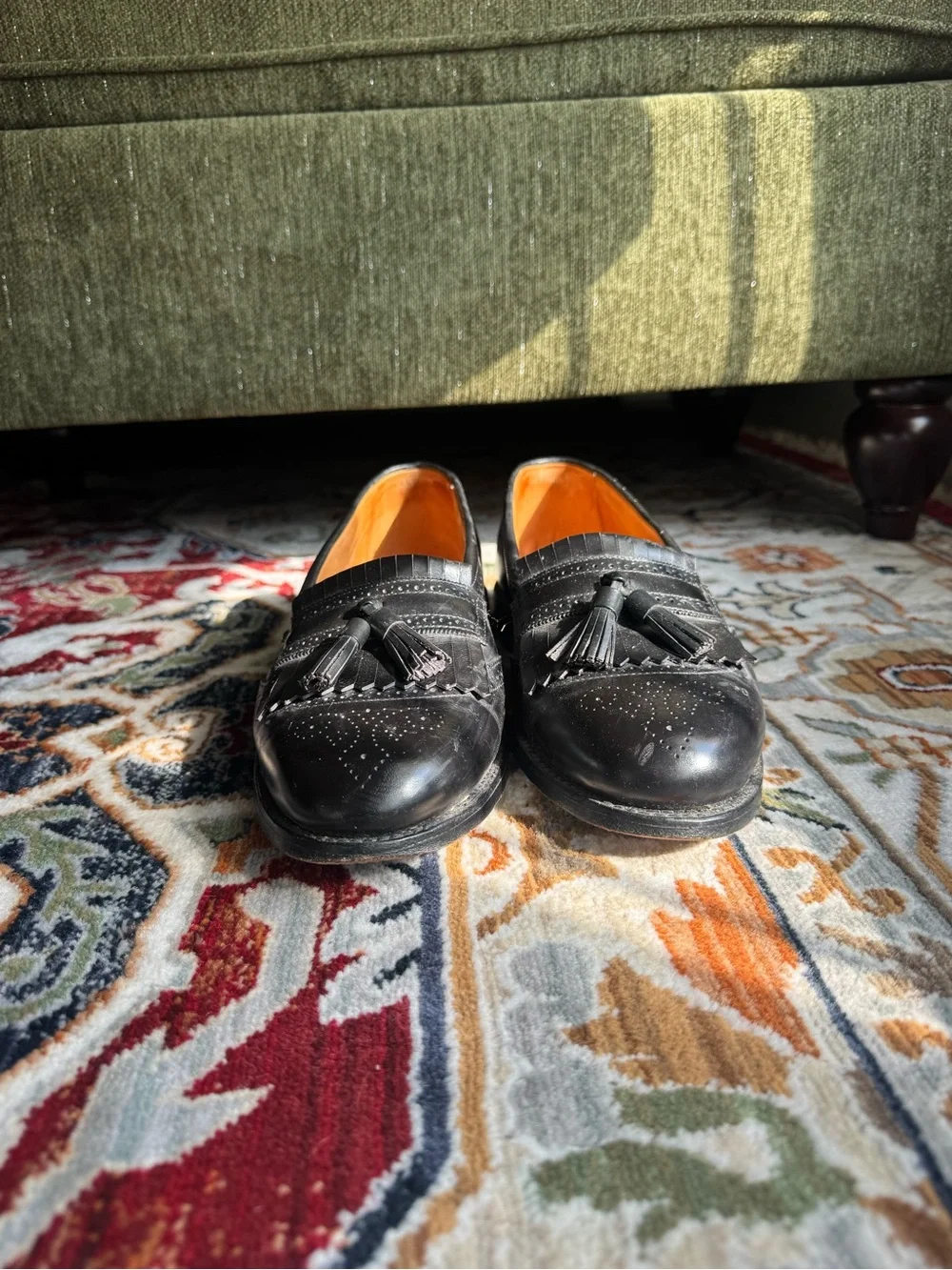 Allen Edmonds Bridgeton Black Leather Tassel Kiltie Loafers Mens 10 D